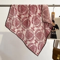 Elegant 68cm vintage floral silk scarf with red and white paisley pattern for women - Red Floral Print (FW-105-Red) / 68x68cm