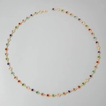 Elegant multi-layered Y-shaped necklace with colorful heart crystals and imitation pearls - Multicolor Heart Long Style (28772-nek-colour-7)