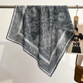 Classic paisley bandana in gray and white with artistic mandala pattern on soft cotton - 68cmx68cm / Dark Gray
