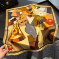 Quadratisches Seidentuch mit abstraktem Stillleben-Muster und gewebtem Randdesign - 53*53cm / Gelb