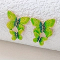 Green gradient butterfly earrings with golden glitter and metallic edges - Grass Green Butterfly
