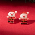 Detailed view of Santa Claus resin earrings with faceted surface and glitter texture - Faceted Glitter Santa Claus Style (30476-ear-red-9)