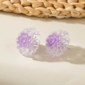 Sparkly purple flower stud earrings with resin petals for a natural, elegant style - Purple
