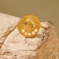 Vintage gold coin ring with portrait relief and five delicate white pearls on band - Figure Coin Five Pearl Ring (30419-ring-5)