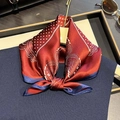 Silk square scarf in wine red with paisley pattern and navy blue contrast edge - 53*53cm / Burgundy Paisley (ZS-512-Red Edge)
