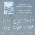Σετ αυτοκόλλητα PET Starry Night με λαμπερά μπλε και μοβ φανάρια και λουλούδια - 12 Φύλλα / Αστρική λάμψη