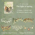 Διακοσμητικά αυτοκόλλητα PET σειρά Spring Radiance με 6 σχέδια κληματαριάς και αστεριών - 12 Φύλλα / Φως Άνοιξης