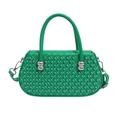Green quilted handbag with bead embellishments and silver hardware details - Green