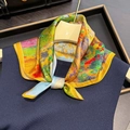 Elegant 100% mulberry silk square scarf with vibrant oil painting print for professional use - 53*53cm / Oil Painting Print (ZS-521-Yellow)