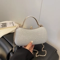 Funkelnde silberne Glitzer-Box-Clutch mit goldenem Griff und eleganter Kette für Damen - Silber