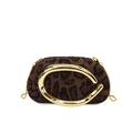 Leopard print faux suede clutch with gold C-handle and crossbody chain strap - Leopard Green