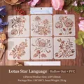 Set van 6 bloemvormige PVC-sjablonen van 130mm voor DIY-schilderen en decoratieve kunst - Lotus Sterrenwens