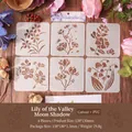 6-delige set PVC bloemen sjablonen voor DIY schilderen en journaal decoratie - Lelietje-van-dalen Maanschaduw