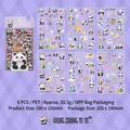 Lot de 6 planches d'autocollants panda en PET pour planners et scrapbooking, thème violet - 6 pièces / Ours Mignon Noix de Coco