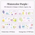 Adesivi in PVC ad acquerello per diari con girasoli e motivi floreali viola - Profumo Viola