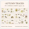 Set di 6 adesivi in PVC vintage per scrapbooking con motivi floreali autunnali - Marrone Autunnale