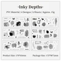 Set di 6 adesivi in PVC bianchi e neri con fiori e farfalle per scrapbooking - Abisso d'Inchiostro