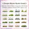 Set di 20 adesivi floreali in PET impermeabili con disegni botanici per diari e scrapbooking - Erba rima viola