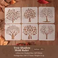 Set of 6 translucent PVC tree pattern stencils for DIY painting and scrapbooking - Tree Shadow Style