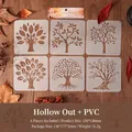 Set of 6 forest tree PET stencils for DIY painting and autumn scrapbooking crafts - Dusk Tree Style