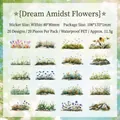Set di 20 adesivi floreali in PET per journaling, impermeabili, tema giardino verde - Sogno segreto del fiore