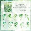 Set di adesivi floreali botanici in PET per decorazione di diari, serie Yunjin - Narrazione dei Fiori Nuvola Jin