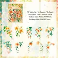 20 adesivi floreali gialli impermeabili in PET per scrapbooking e decorazione - Argine di Fiori Profumati