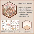 3D Panda Small Building PET αυτοκόλλητα σετ με κάρτα φόντου για DIY scrapbooking - Μικρό Κτίριο Πάντα