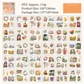 30er-Set wasserfeste Vintage-PET-Aufkleber mit Blumen und Naturmotiven, 150x150mm - Bunter Wald und Labyrinth