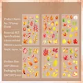 Set of 6 PET autumn leaves stickers for scrapbooking featuring watercolor fall foliage - Leaf Shadow Flowers (Autumn Theme)