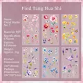 6-sheet set of botanical PET stickers with realistic flower and butterfly motifs - Flower Scholar (Colorful Flowers)