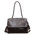 Sac fourre-tout marron foncé avec motif crocodile et bandoulière réglable - Marron