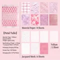 Roze gaas bloemen collage papier set met hartpatronen voor scrapbooking en dagboek - Bloemblaadjes Melodie