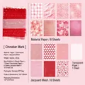 Pink themed stationery paper set with tulle lace for scrapbook journaling 15pcs - Vermillion Mark