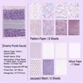 Dreamy purple tulle scrapbooking paper set with mixed lace and floral patterns - Fantasy Purple Yarn