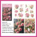 Pink lotus and rose floral PET stickers set of 4 sheets for DIY scrapbooking - Pink Lotus Water / 105*148mm (4 Sheets)