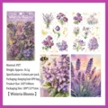 Floral PET scrapbooking stickers in romantic purple tones featuring roses and wisteria - Wisteria in Bloom / 105*148mm (4 Sheets)
