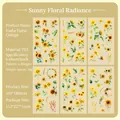Sunflower PET stickers set of 6 sheets, waterproof floral decals 100x180mm size - Radiant Sunflower