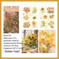 Golden Tulip PET floral stickers 4-pack featuring warm orange sunflowers and lilies - Golden Tulip / 105*148mm (4 Sheets)