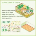 Kit d'autocollants 3D micro-scène jardin de bambous panda avec carte de fond et PET - Jardin de Bambous du Solstice d'Été