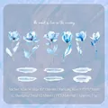 Pegatinas de flores de PET acuarela azul para decorar scrapbooking en pack de 12 - Flores de Brisa de Atardecer