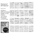 Set di 20 fogli di adesivi PET impermeabili con frasi in inglese per scrapbooking - 20 Fogli/Set / Rima di Berlino
