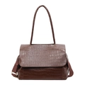 Sac à main marron foncé effet crocodile avec bandoulière en tissu réglable - Marron