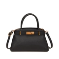 Elegante schwarze Handtasche mit Lychee-Maserung und goldenen Beschlägen für Damen - Schwarz