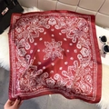 Silk-like square scarf in burgundy with white baroque floral patterns on plush background - Wine Red (Baroque Floral)