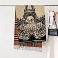Sciarpa double-face effetto cashmere con stampa Torre Eiffel e motivo a quadri chic - Stile Torre Eiffel Black Card (FYR-193-铁塔-黑卡)