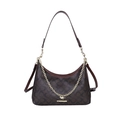 Vintage bruine monogram hobo tas met gouden ketting en kangoeroe-logo op witte basis - koffiekleur