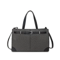 Houndstooth tote bag for women with black leather handles and crossbody strap - Black