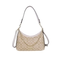 Klassieke monogram schoudertas in beige met goudkleurige ketting en lange leren riem - Abrikoos