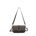 Vintage brown shoulder bag with silver horseshoe buckle and adjustable leather strap - Coffee